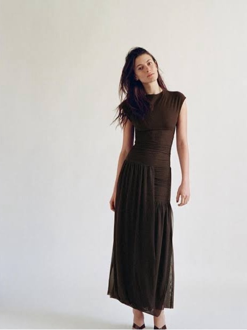 zara balloon tulle combination dress